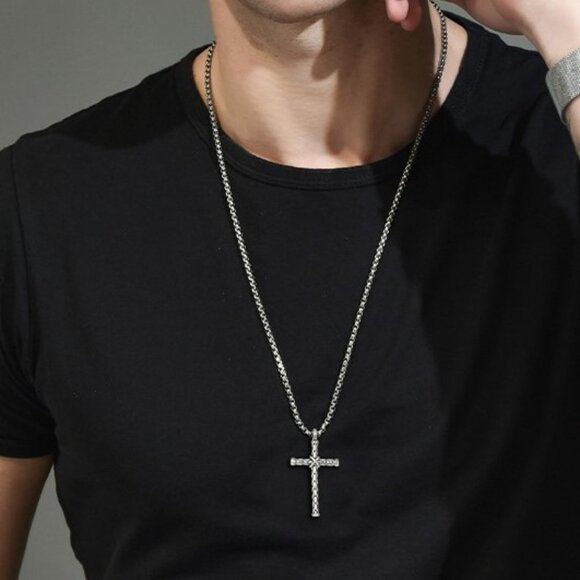 ❤️New Christian Cross Steel Pendant Necklace for women/men, N90201P145 - Picture 3 of 9